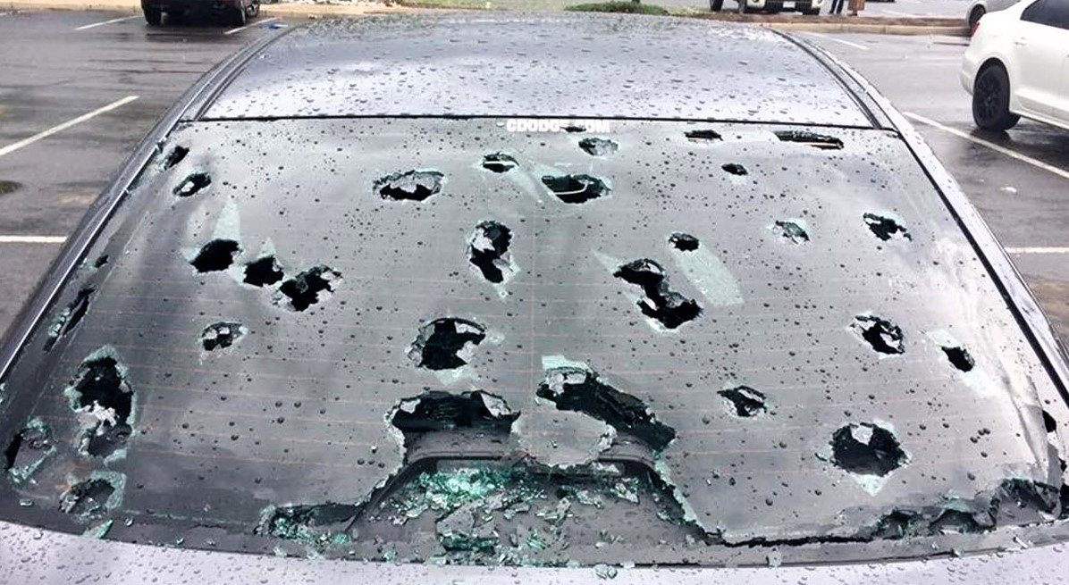 what size hail damages cars